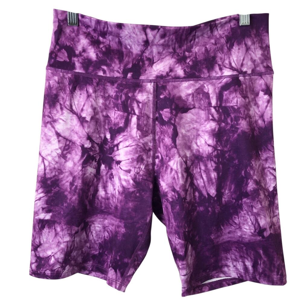 32 Degrees Cool NWT Women's Purple Tie Dye High-Rise Bike Shorts Size Large